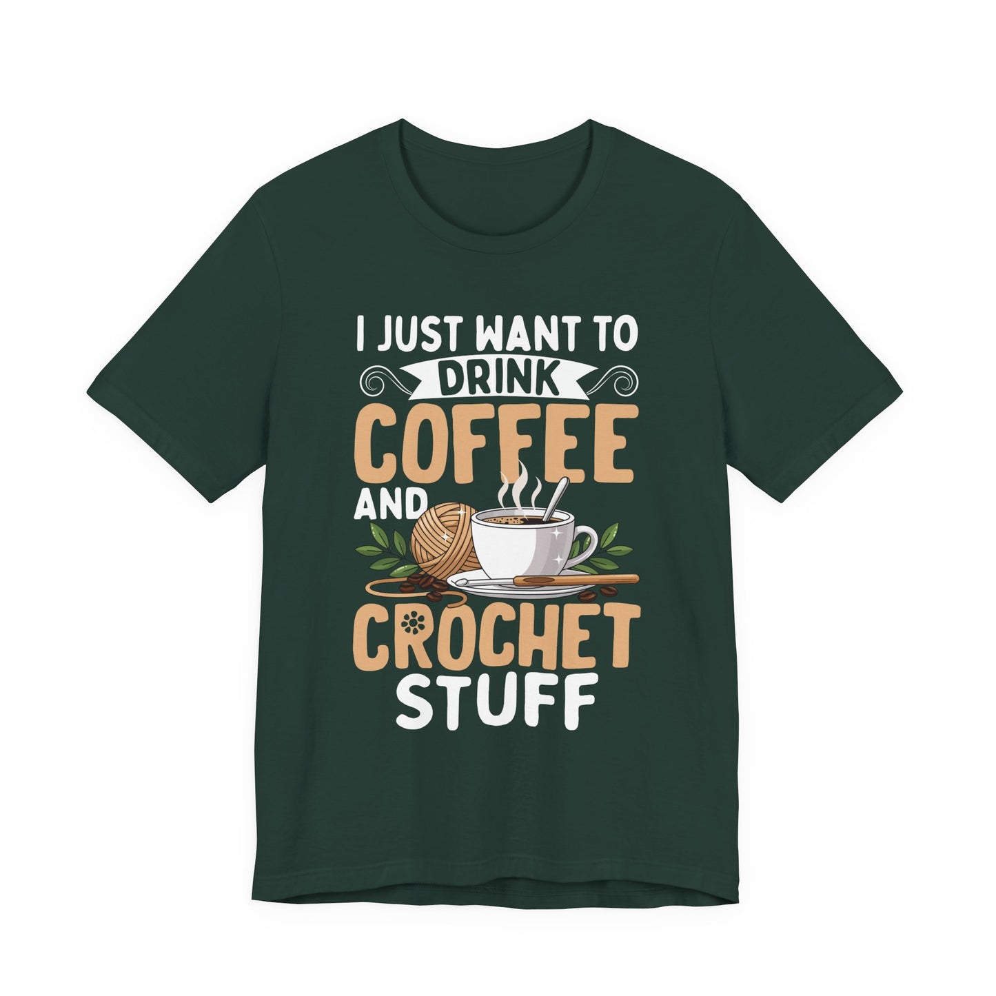Crochet Coffee Lover Knitting Graphic T-Shirt