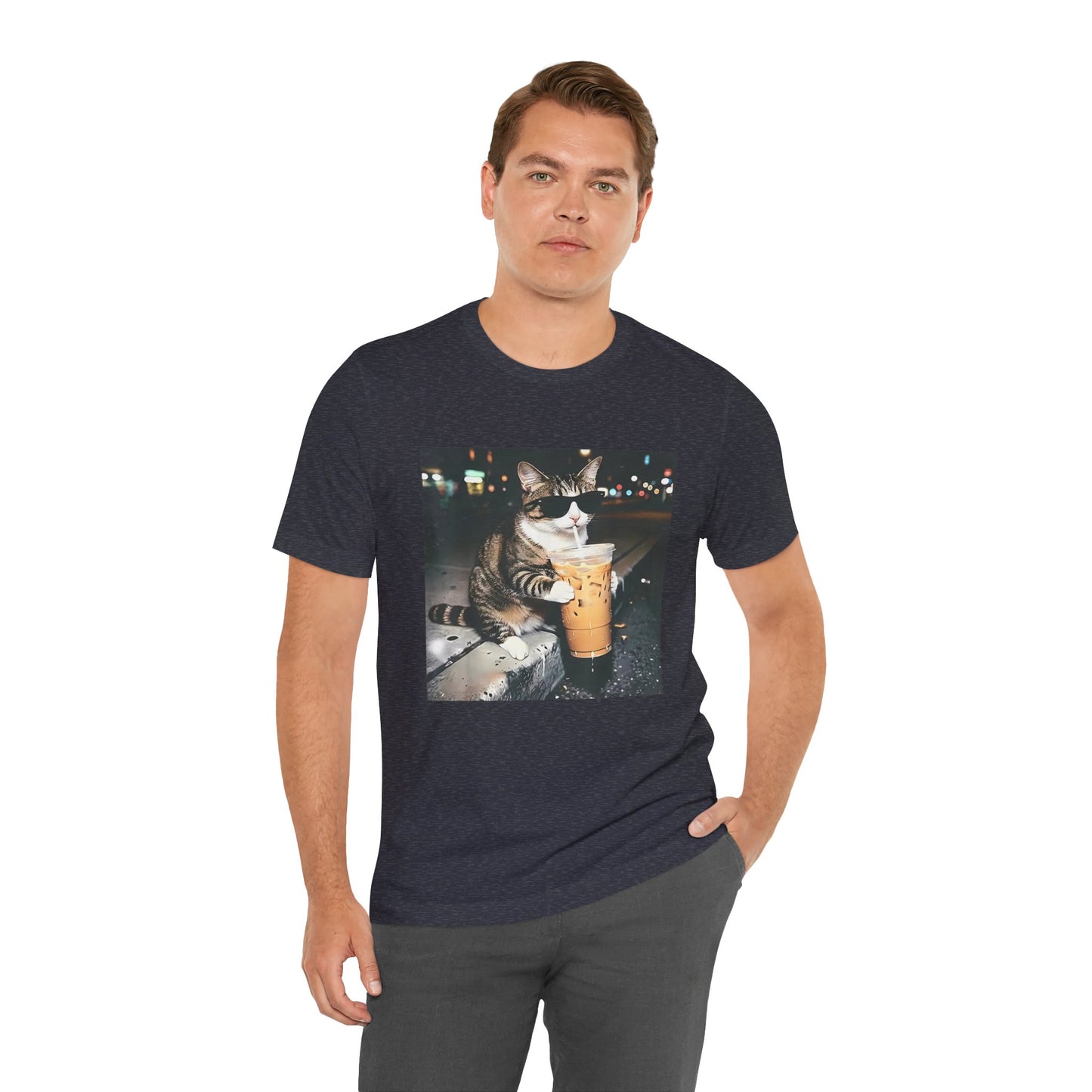 Cat with Iced Coffee T‑Shirt