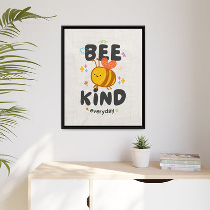 Bee Kind Framed Canvas Print Inspirational Kids Wall Art