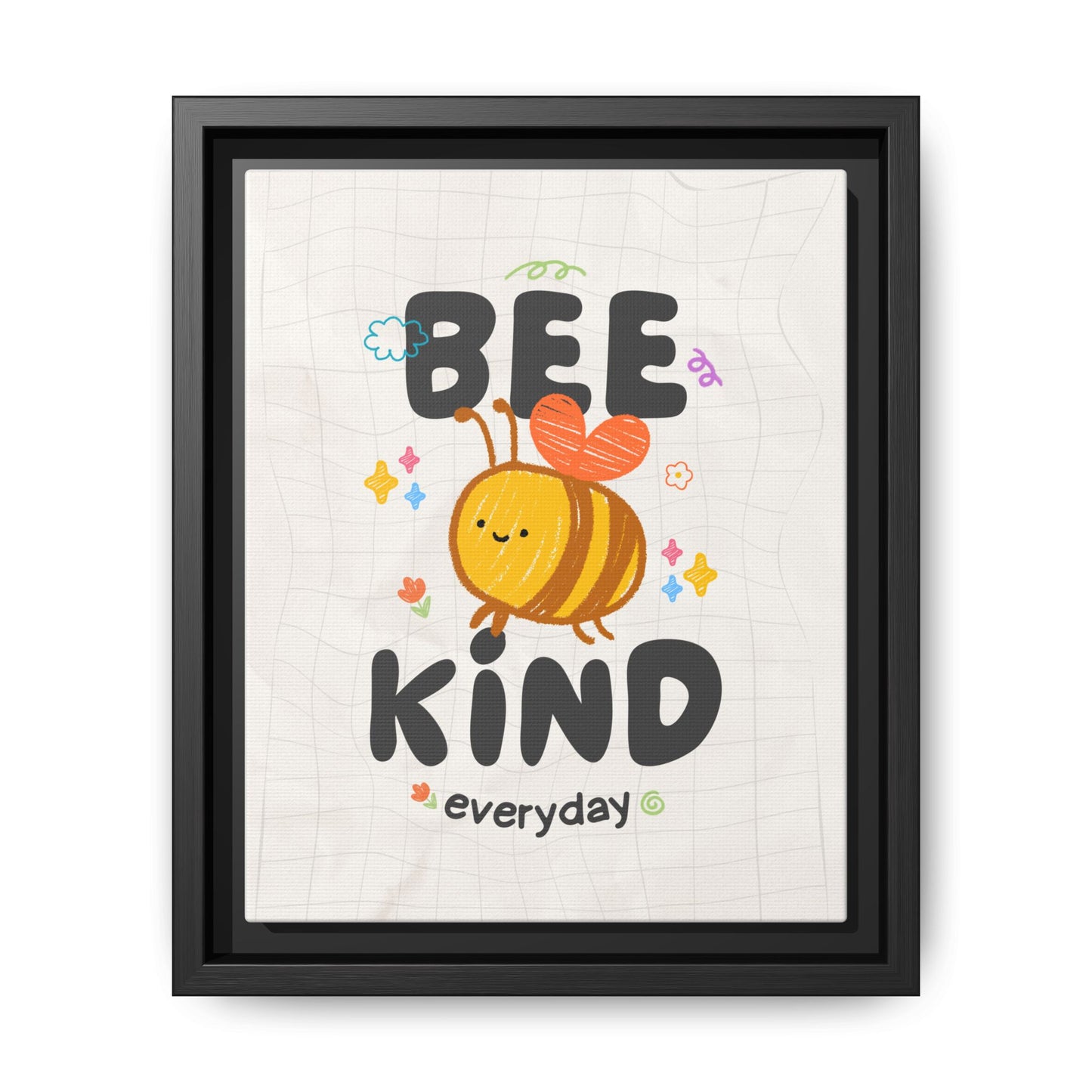 Bee Kind Framed Canvas Print Inspirational Kids Wall Art