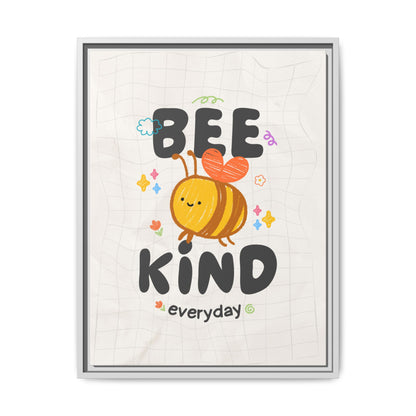 Bee Kind Framed Canvas Print Inspirational Kids Wall Art