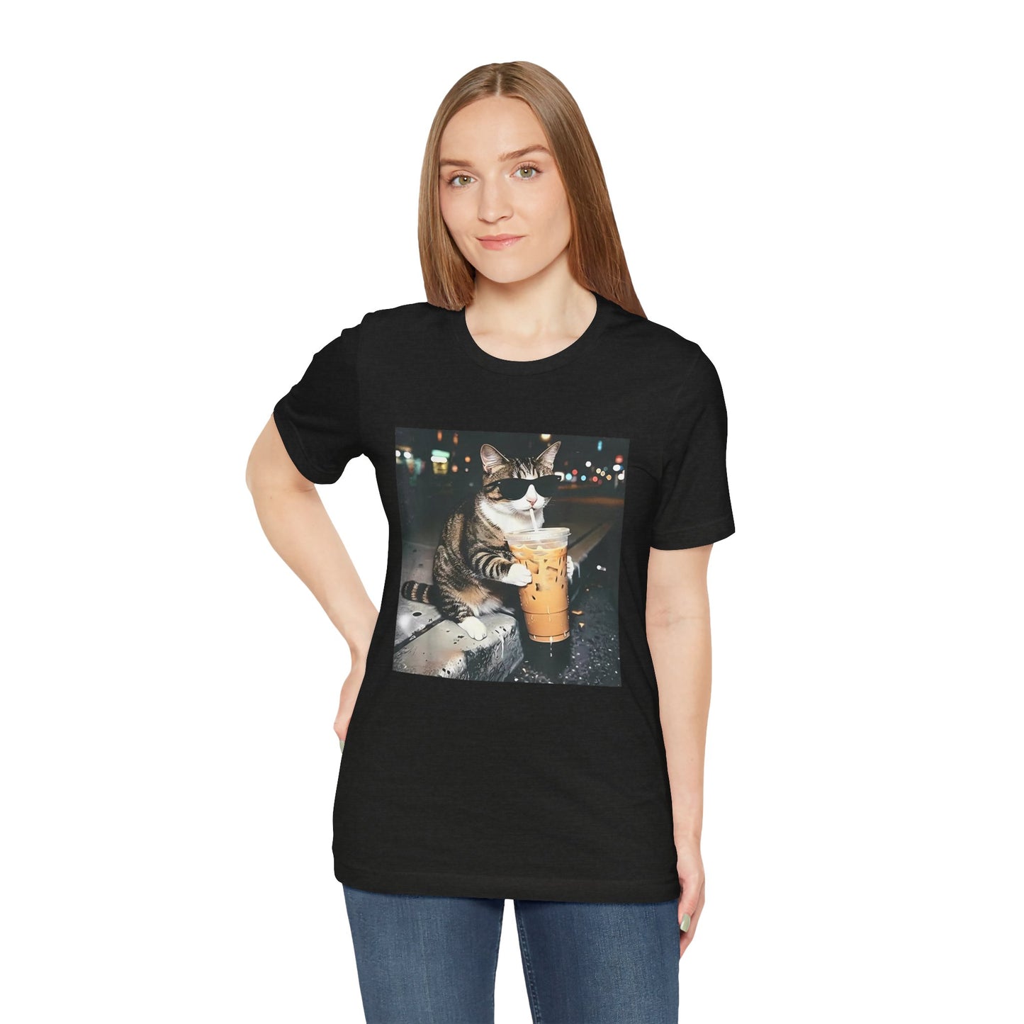 Cat with Iced Coffee T‑Shirt