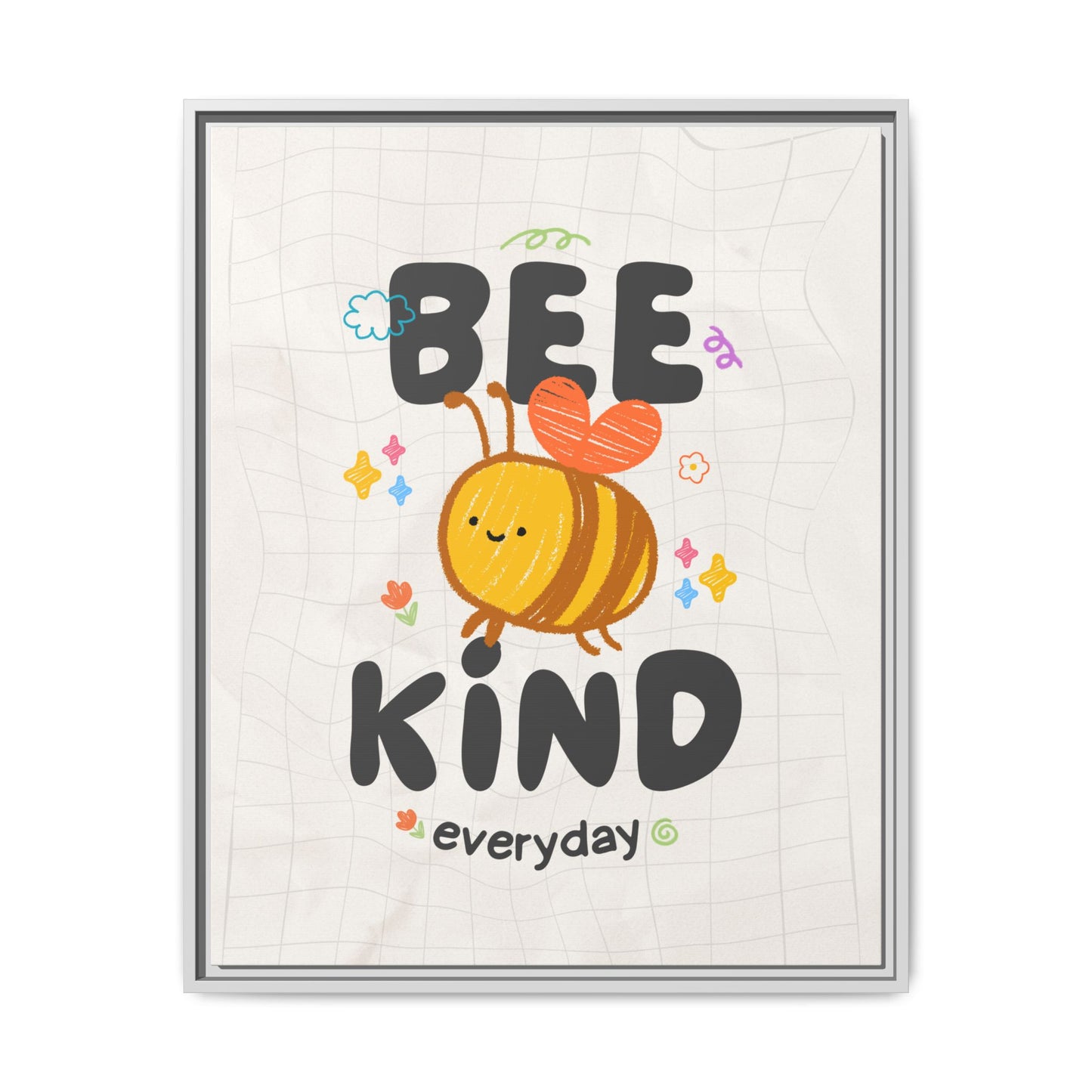 Bee Kind Framed Canvas Print Inspirational Kids Wall Art