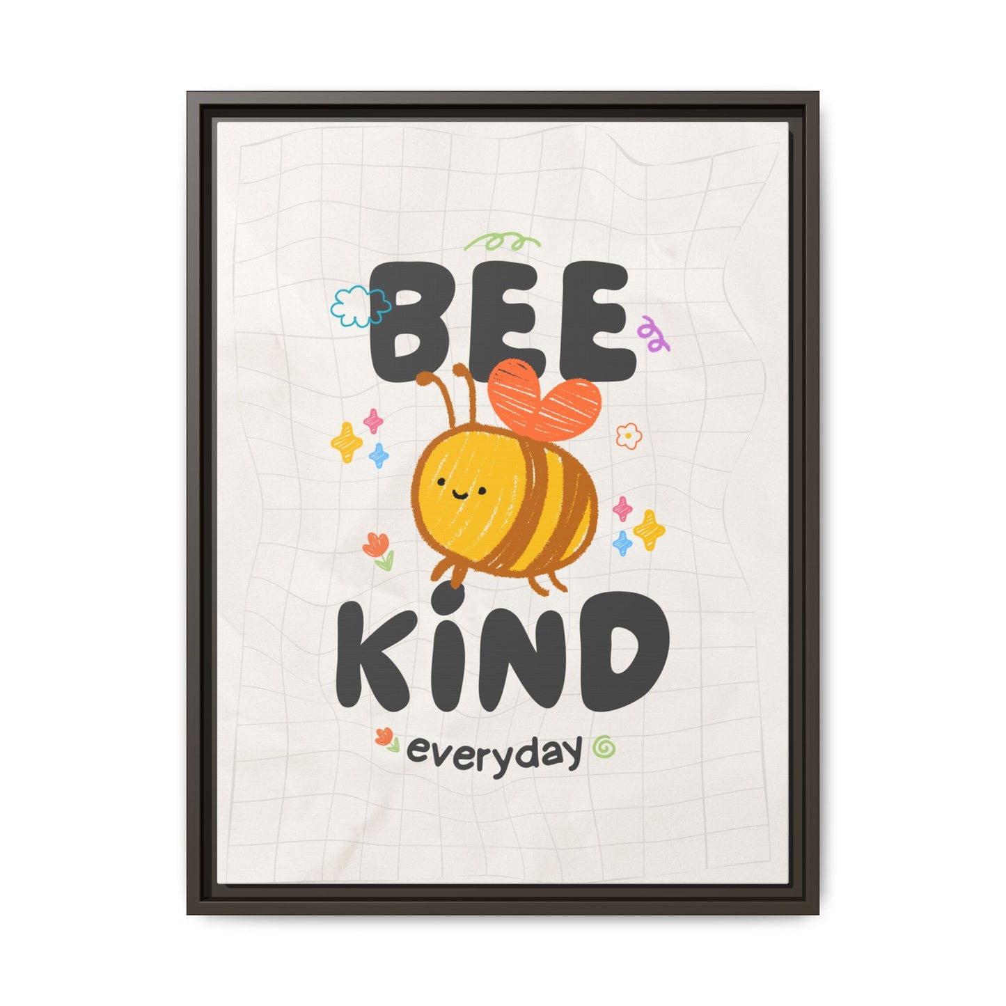 Bee Kind Framed Canvas Print Inspirational Kids Wall Art