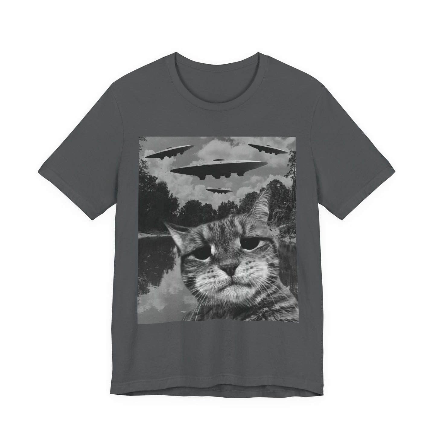 Cat UFO Retro Alien Invasion Cat T-Shirt