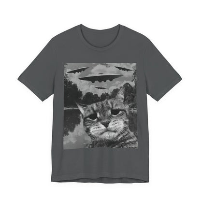 Cat UFO Retro Alien Invasion Cat T-Shirt