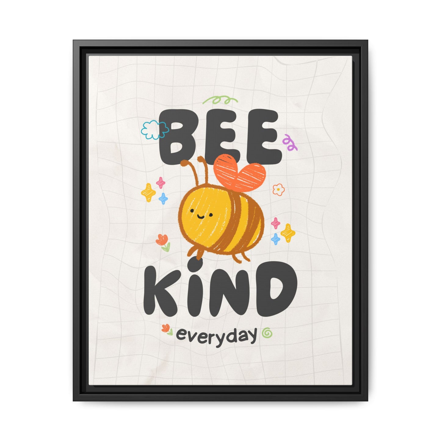 Bee Kind Framed Canvas Print Inspirational Kids Wall Art