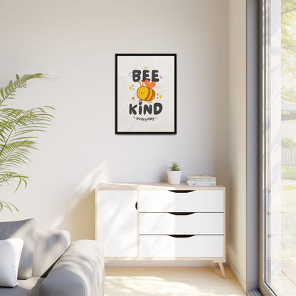 Bee Kind Framed Canvas Print Inspirational Kids Wall Art