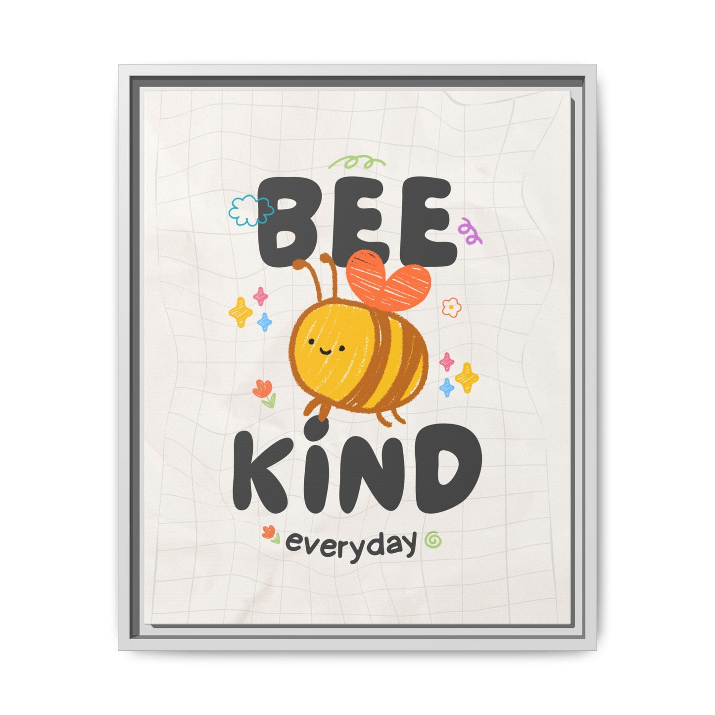 Bee Kind Framed Canvas Print Inspirational Kids Wall Art