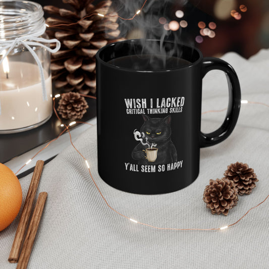 Funny Critical Thinking Skills Cat Coffee Mug