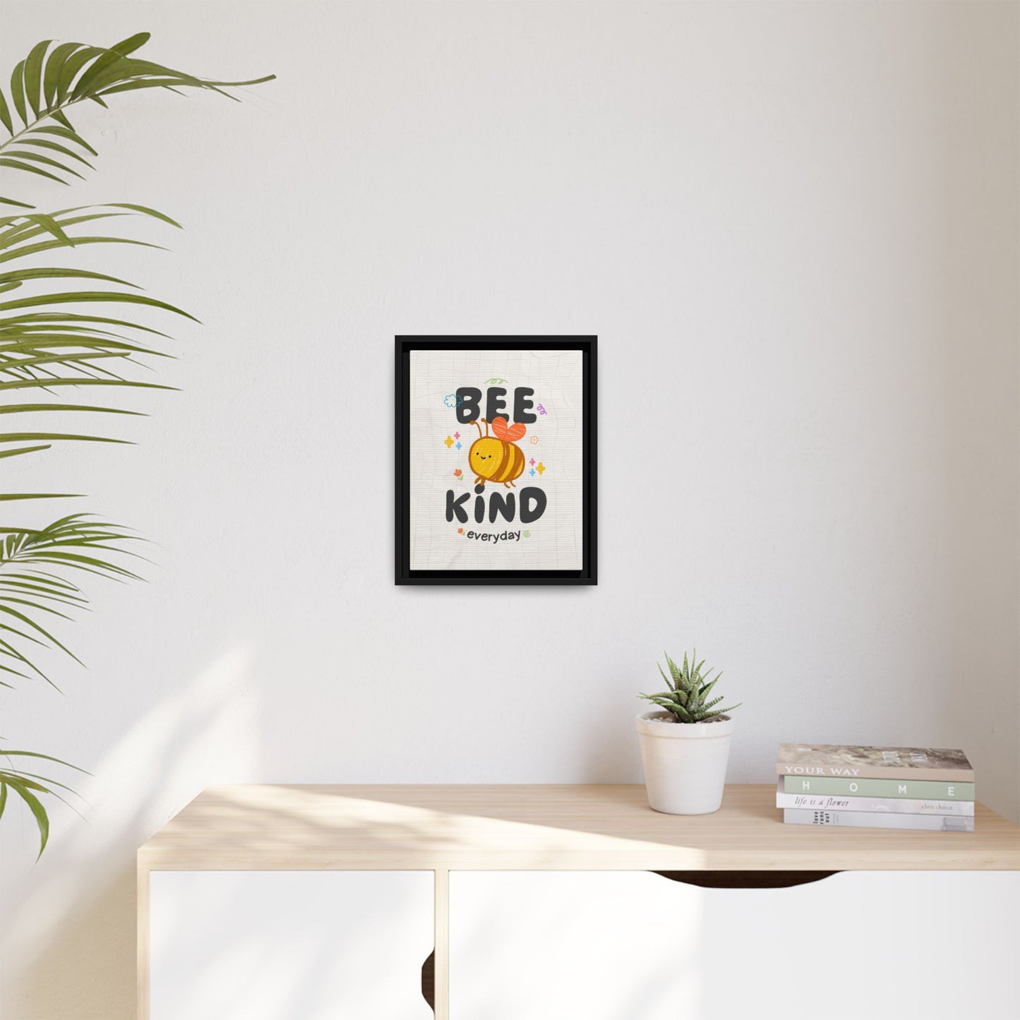 Bee Kind Framed Canvas Print Inspirational Kids Wall Art