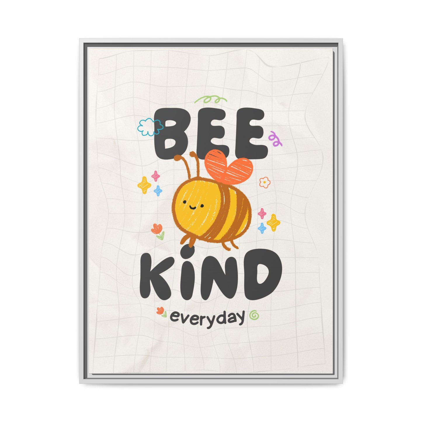 Bee Kind Framed Canvas Print Inspirational Kids Wall Art