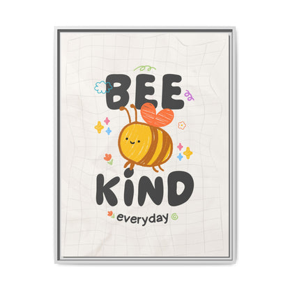 Bee Kind Framed Canvas Print Inspirational Kids Wall Art