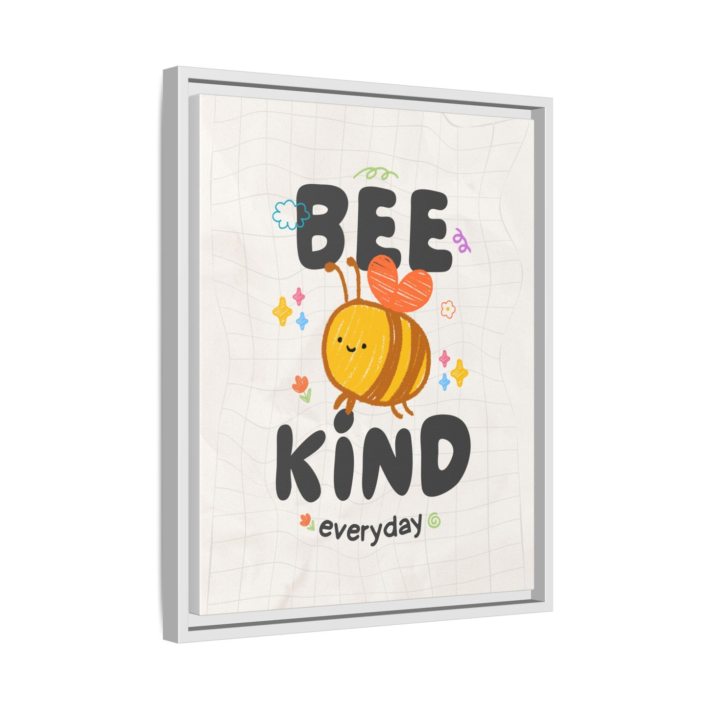 Bee Kind Framed Canvas Print Inspirational Kids Wall Art