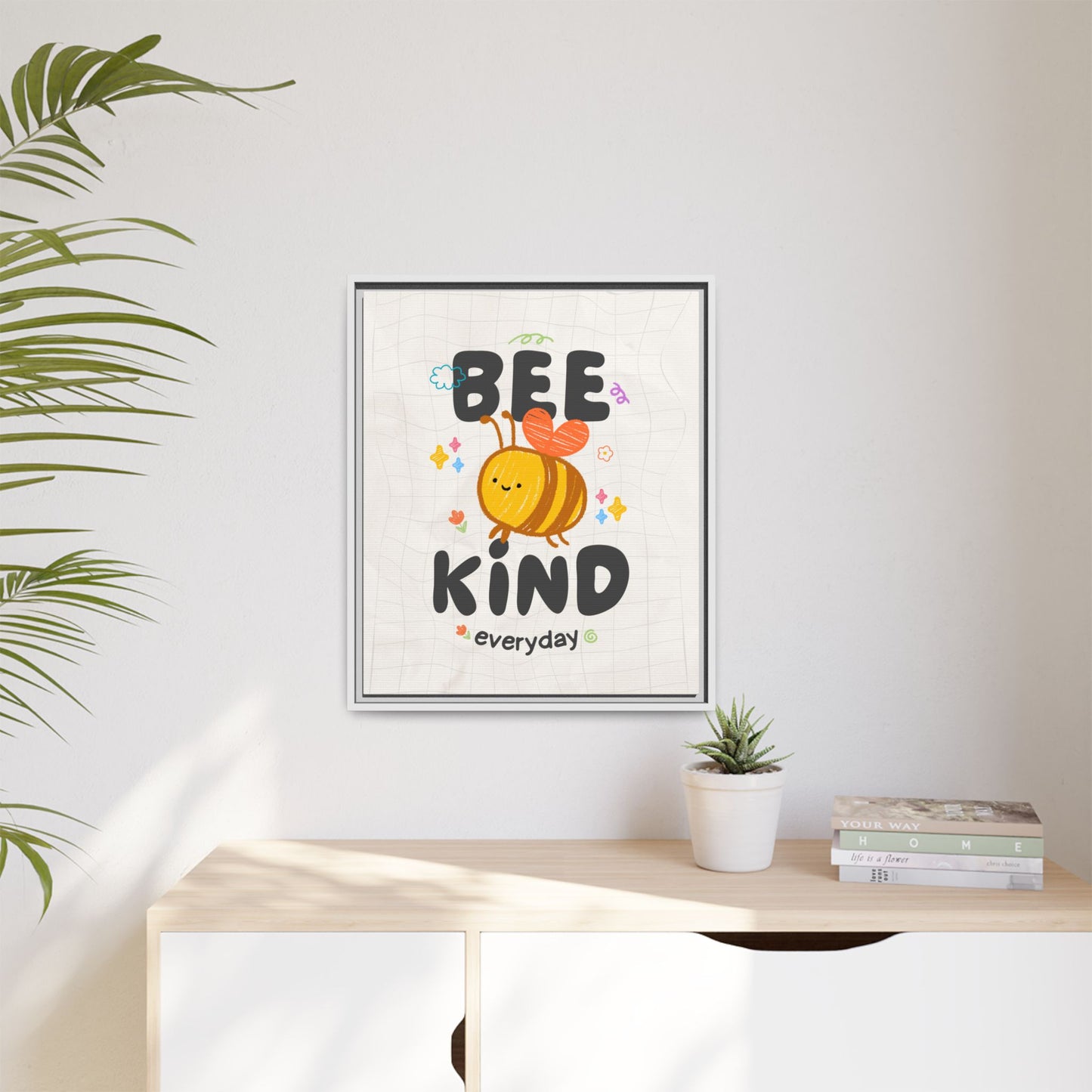 Bee Kind Framed Canvas Print Inspirational Kids Wall Art