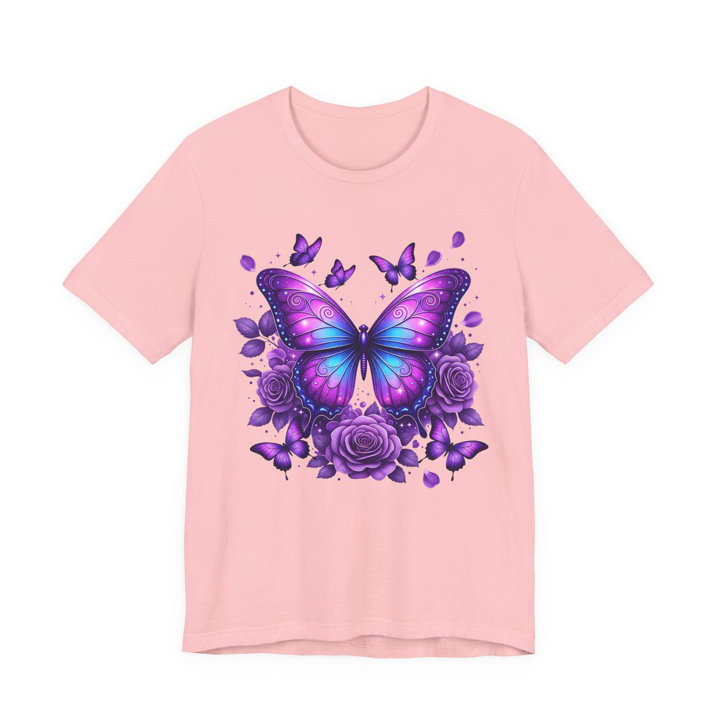 Butterfly Rose Floral Tee Purple Butterfly Graphic T-Shirt