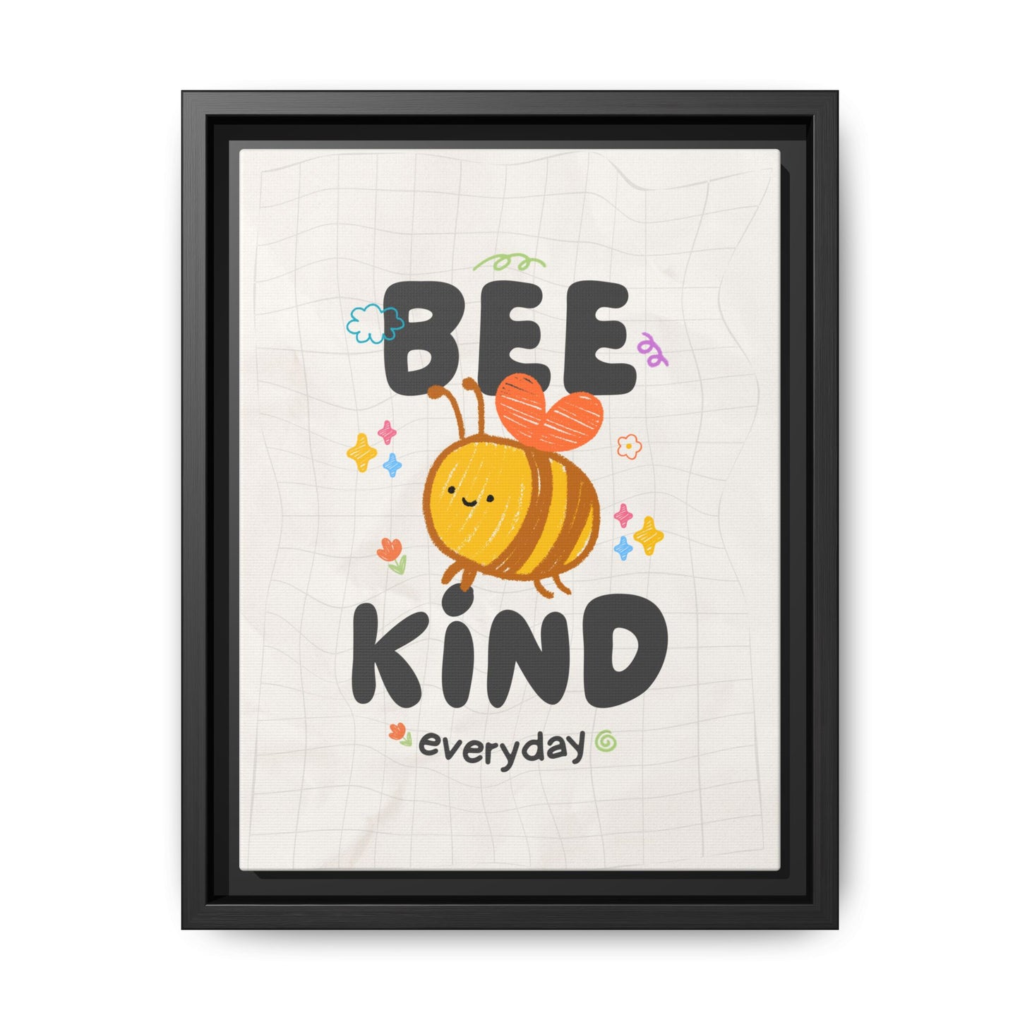 Bee Kind Framed Canvas Print Inspirational Kids Wall Art