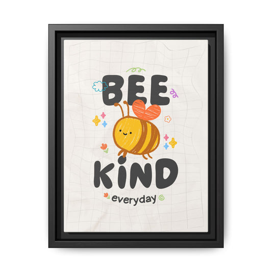 Bee Kind Framed Canvas Print Inspirational Kids Wall Art