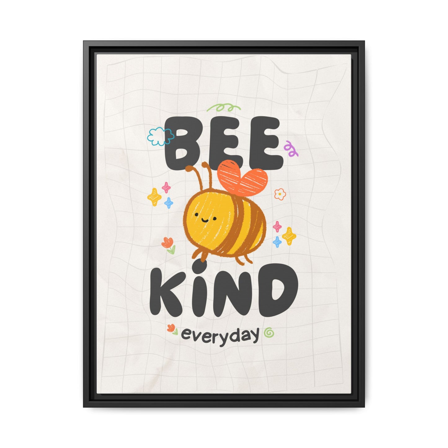 Bee Kind Framed Canvas Print Inspirational Kids Wall Art