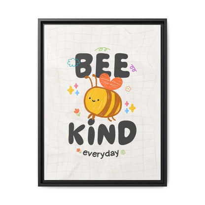 Bee Kind Framed Canvas Print Inspirational Kids Wall Art