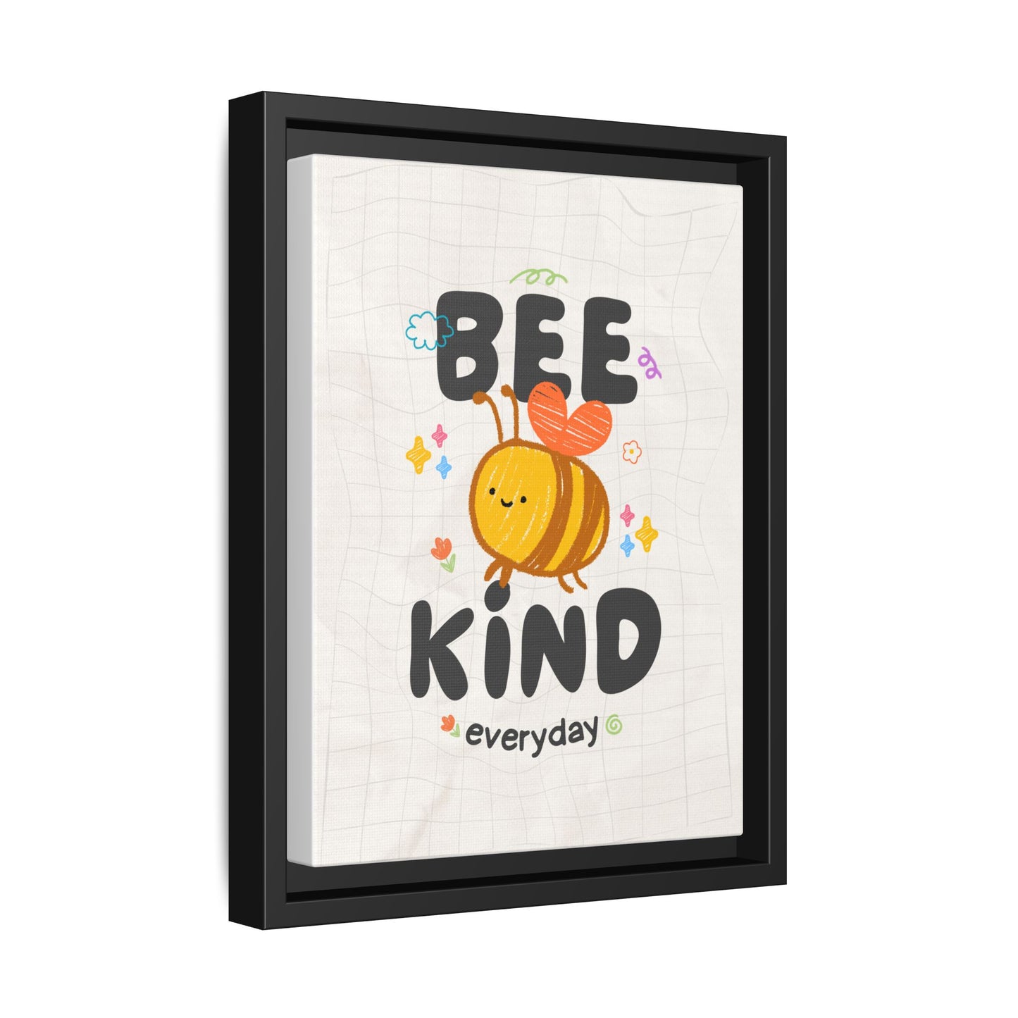 Bee Kind Framed Canvas Print Inspirational Kids Wall Art