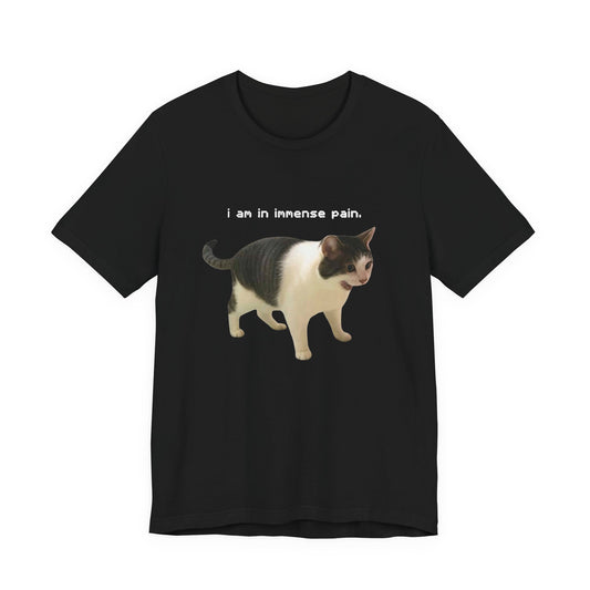 Cat Meme Tee "I am in immense pain" Funny Cat Graphic T-Shirt