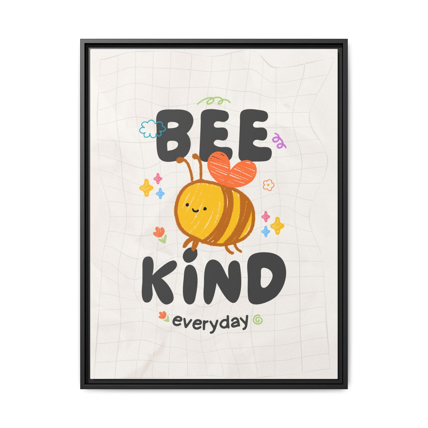 Bee Kind Framed Canvas Print Inspirational Kids Wall Art