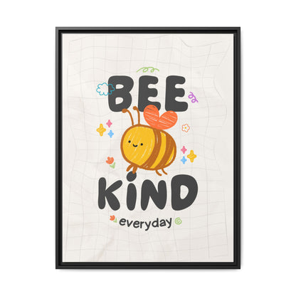 Bee Kind Framed Canvas Print Inspirational Kids Wall Art