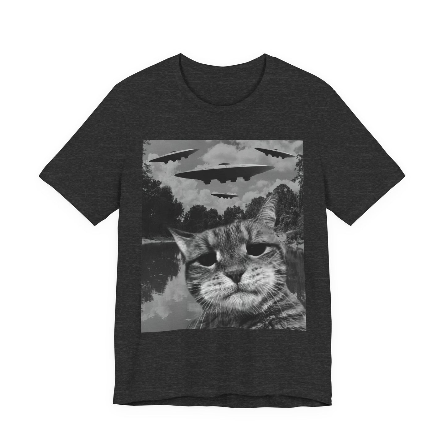 Cat UFO Retro Alien Invasion Cat T-Shirt