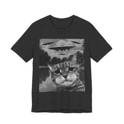Cat UFO Retro Alien Invasion Cat T-Shirt