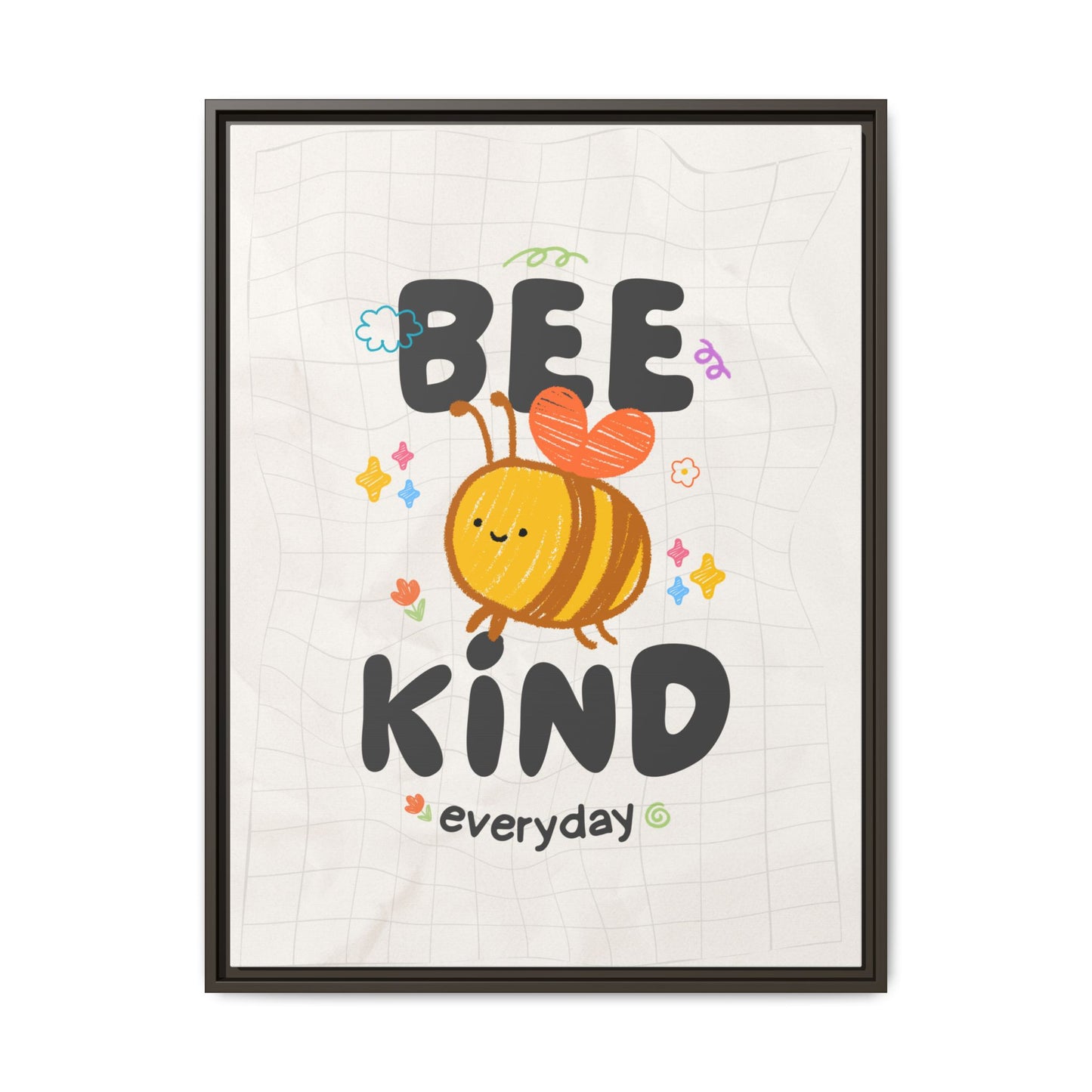 Bee Kind Framed Canvas Print Inspirational Kids Wall Art