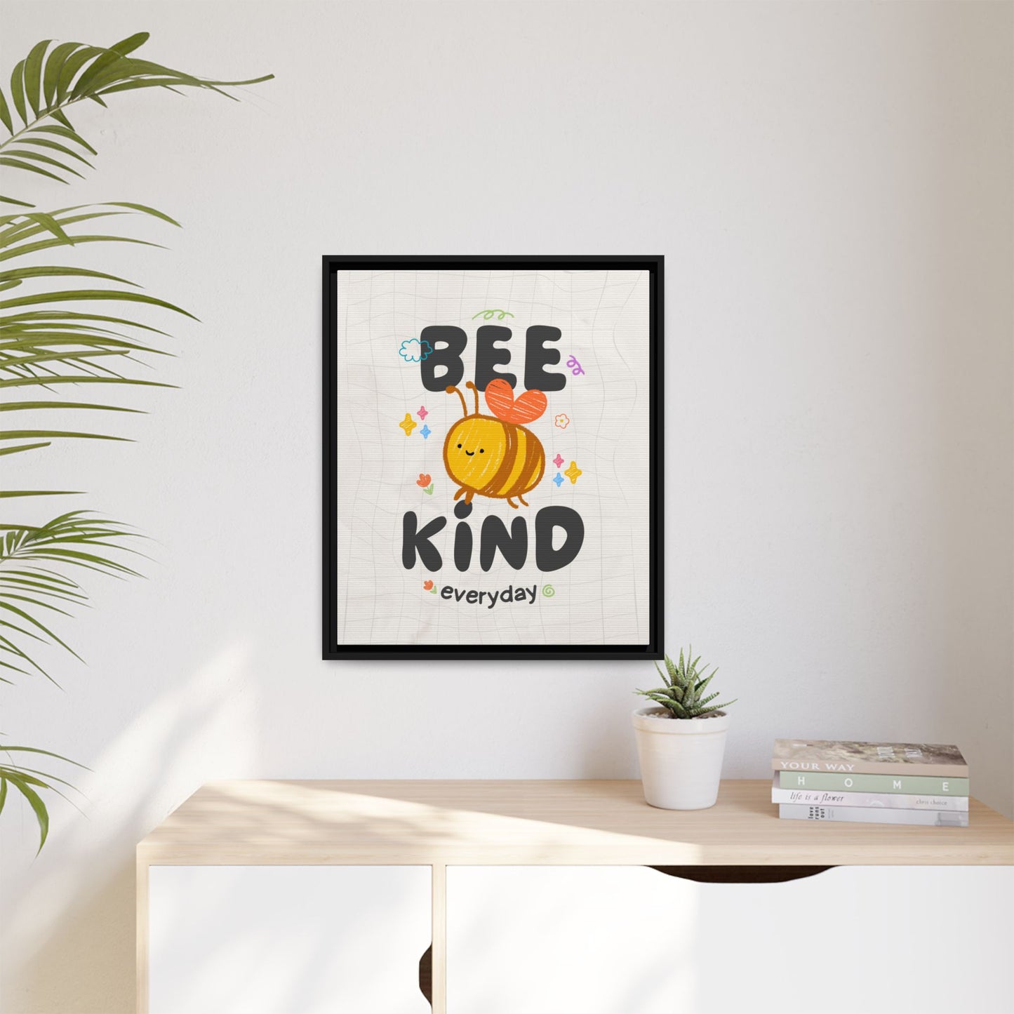 Bee Kind Framed Canvas Print Inspirational Kids Wall Art