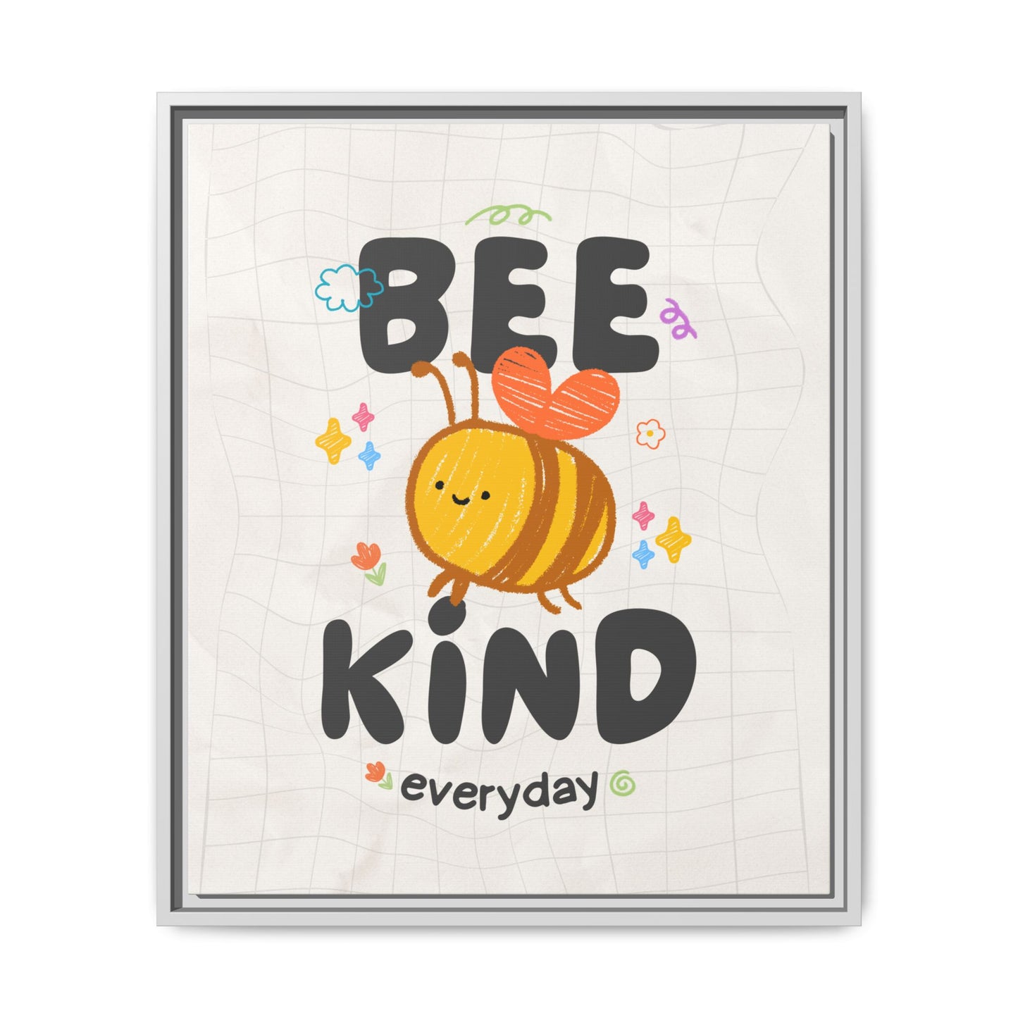 Bee Kind Framed Canvas Print Inspirational Kids Wall Art