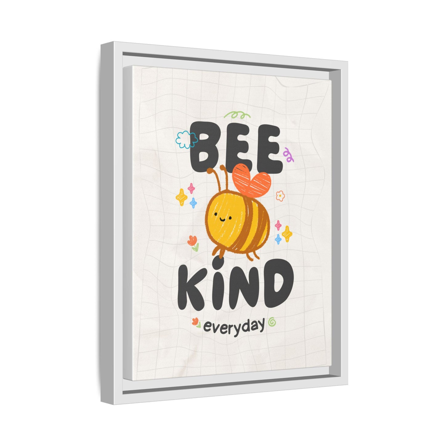 Bee Kind Framed Canvas Print Inspirational Kids Wall Art
