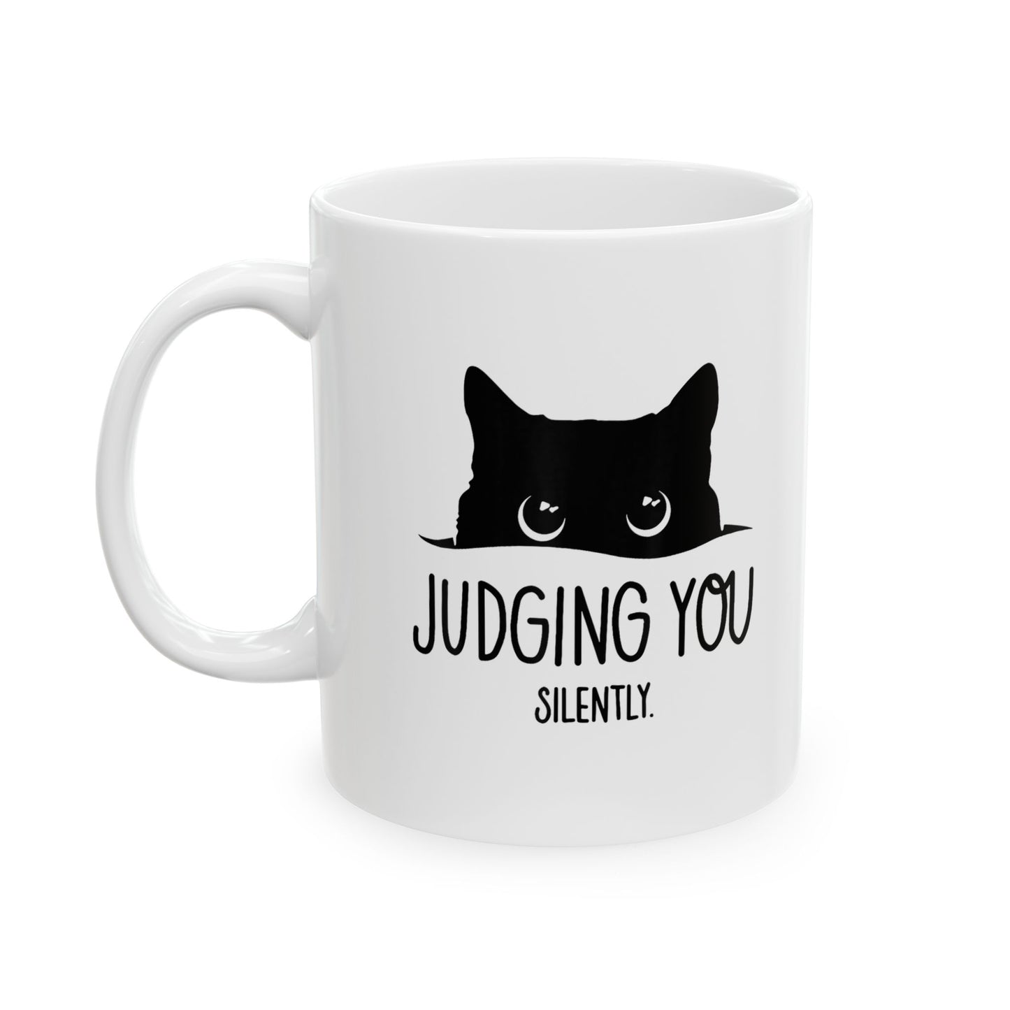I’m Judging You' Black Cat Ceramic Mug