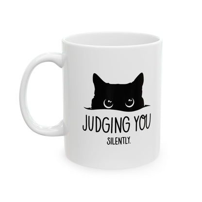 I’m Judging You' Black Cat Ceramic Mug