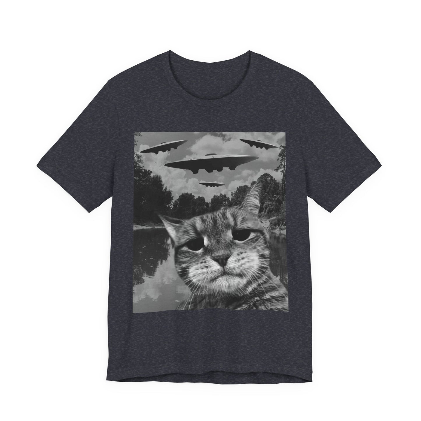 Cat UFO Retro Alien Invasion Cat T-Shirt