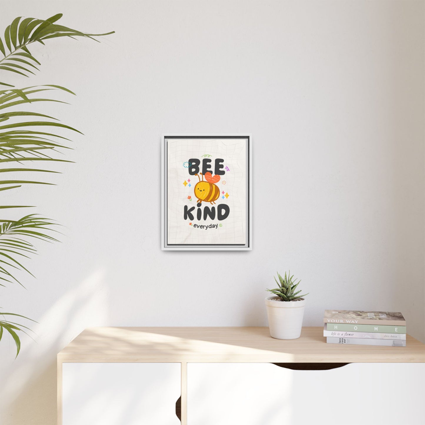 Bee Kind Framed Canvas Print Inspirational Kids Wall Art