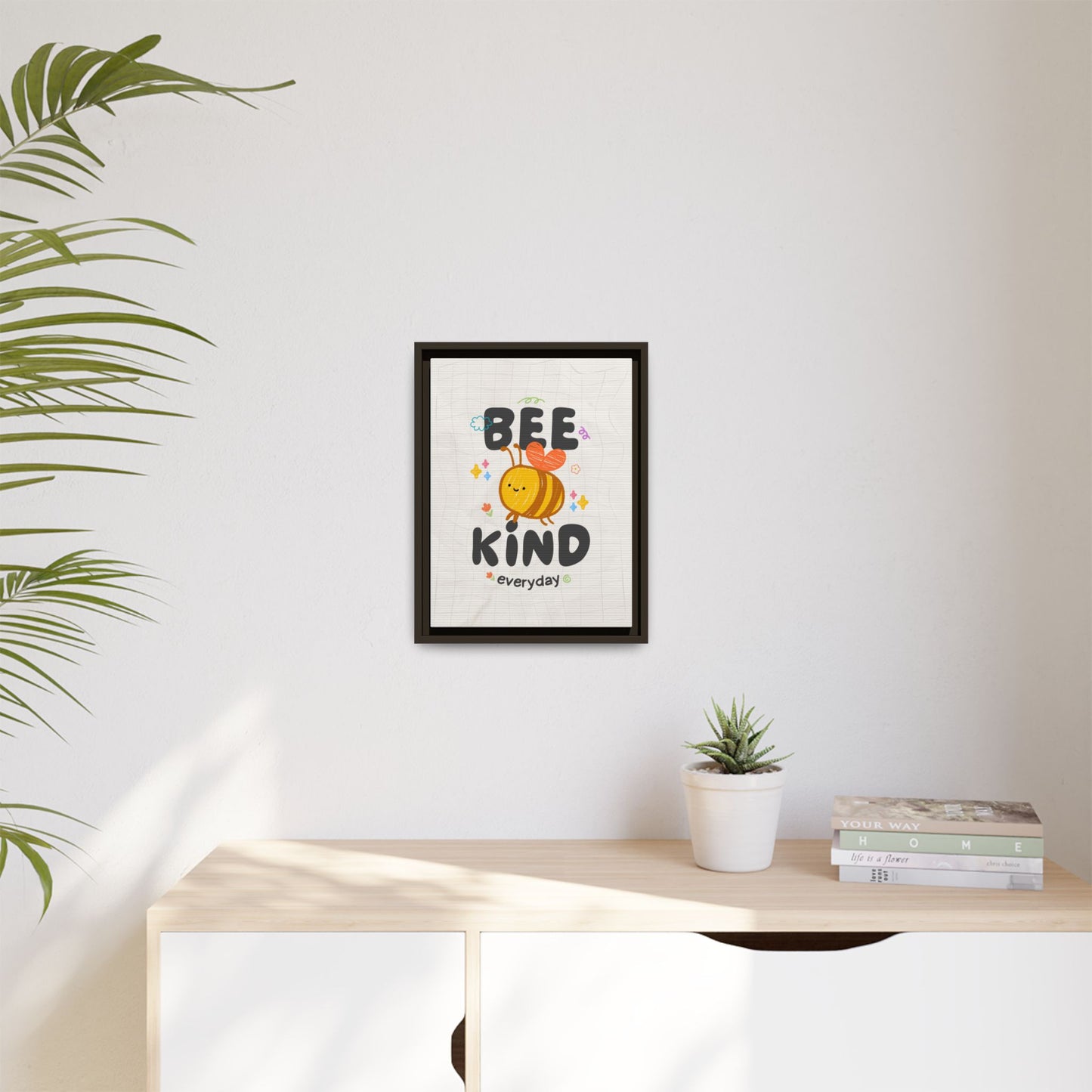 Bee Kind Framed Canvas Print Inspirational Kids Wall Art