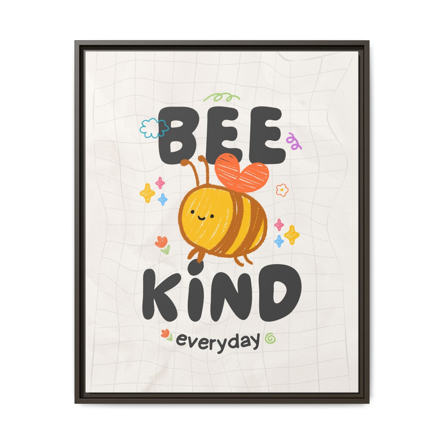 Bee Kind Framed Canvas Print Inspirational Kids Wall Art