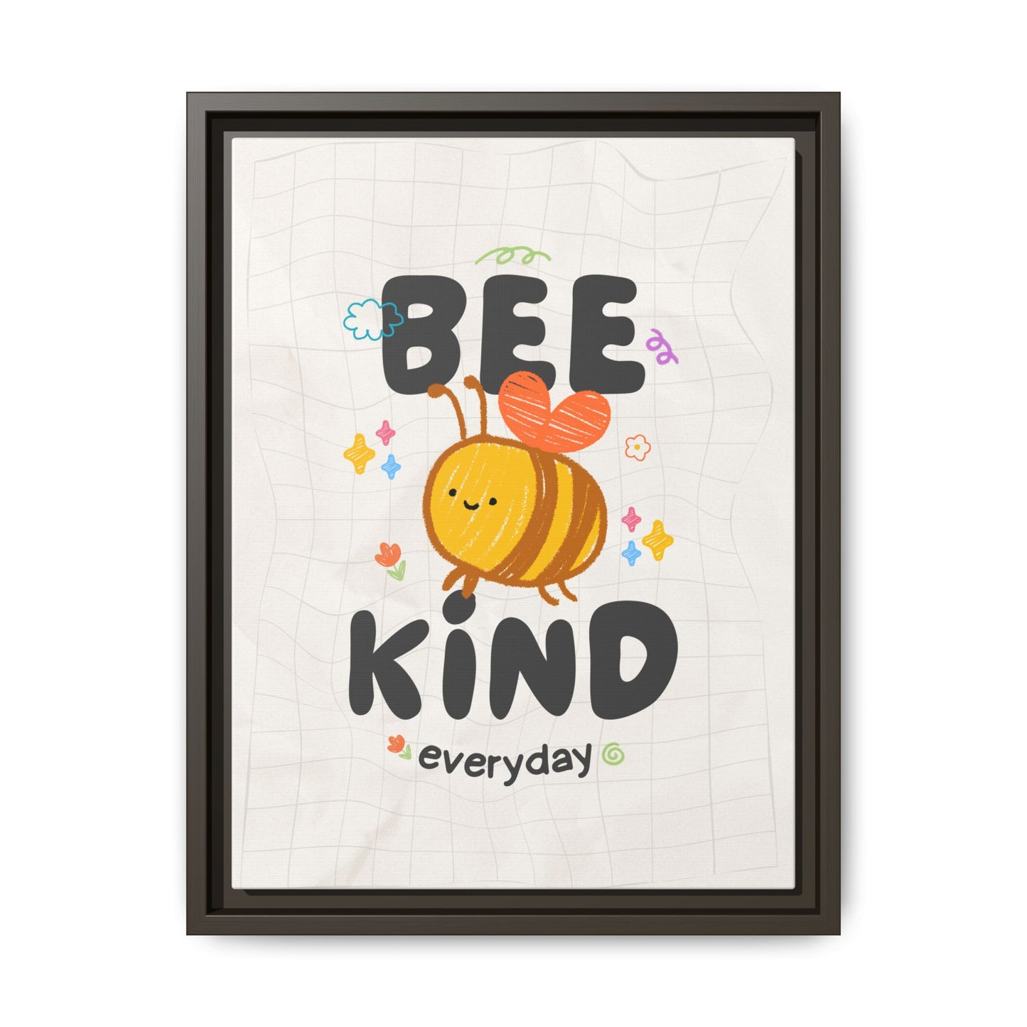 Bee Kind Framed Canvas Print Inspirational Kids Wall Art