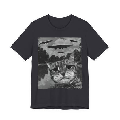 Cat UFO Retro Alien Invasion Cat T-Shirt
