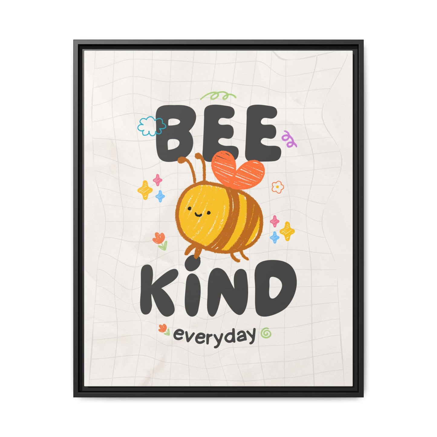 Bee Kind Framed Canvas Print Inspirational Kids Wall Art