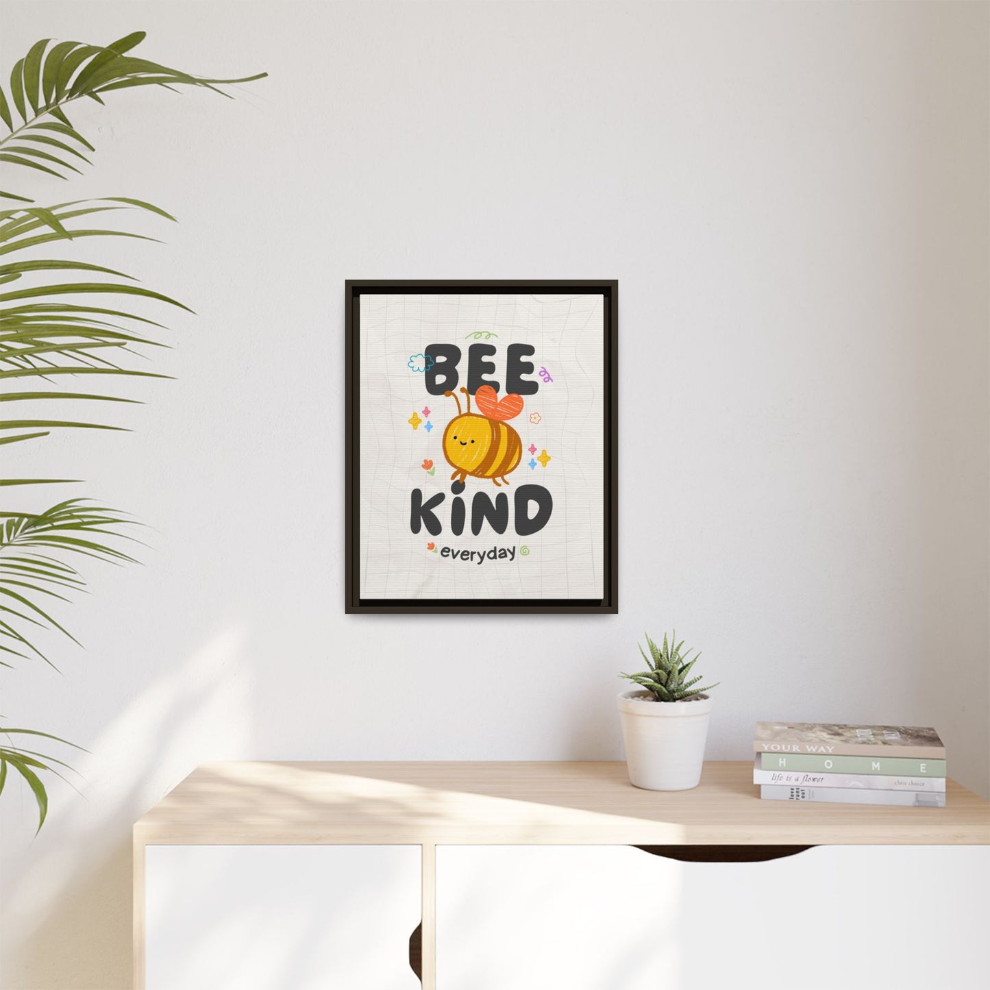 Bee Kind Framed Canvas Print Inspirational Kids Wall Art
