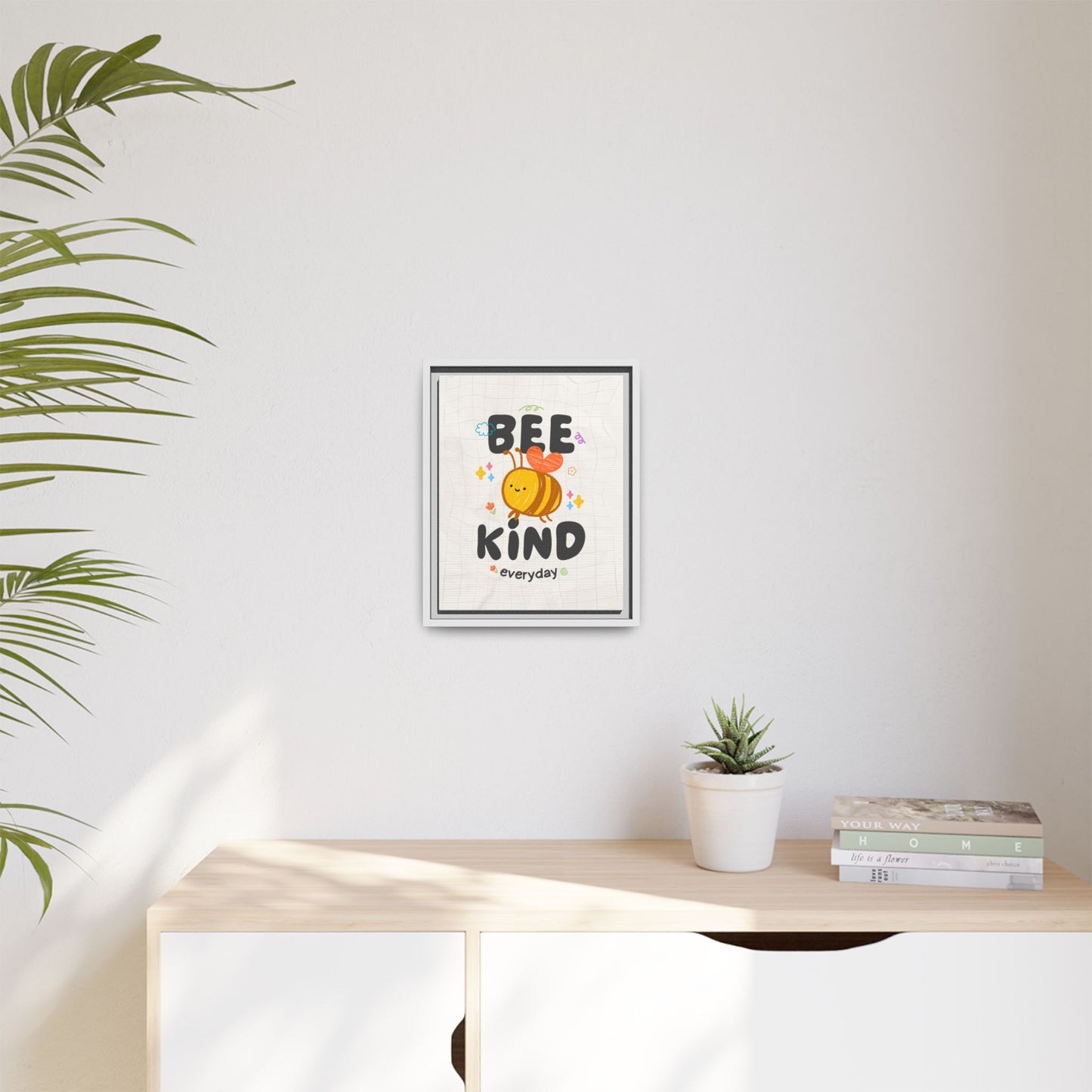 Bee Kind Framed Canvas Print Inspirational Kids Wall Art