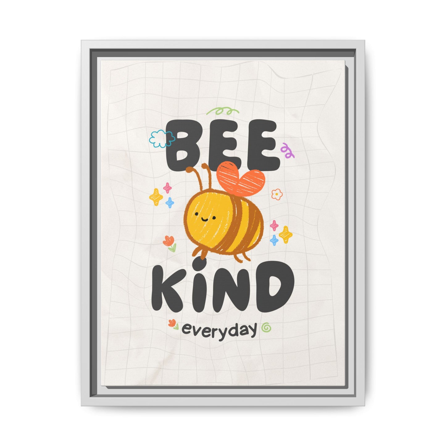 Bee Kind Framed Canvas Print Inspirational Kids Wall Art