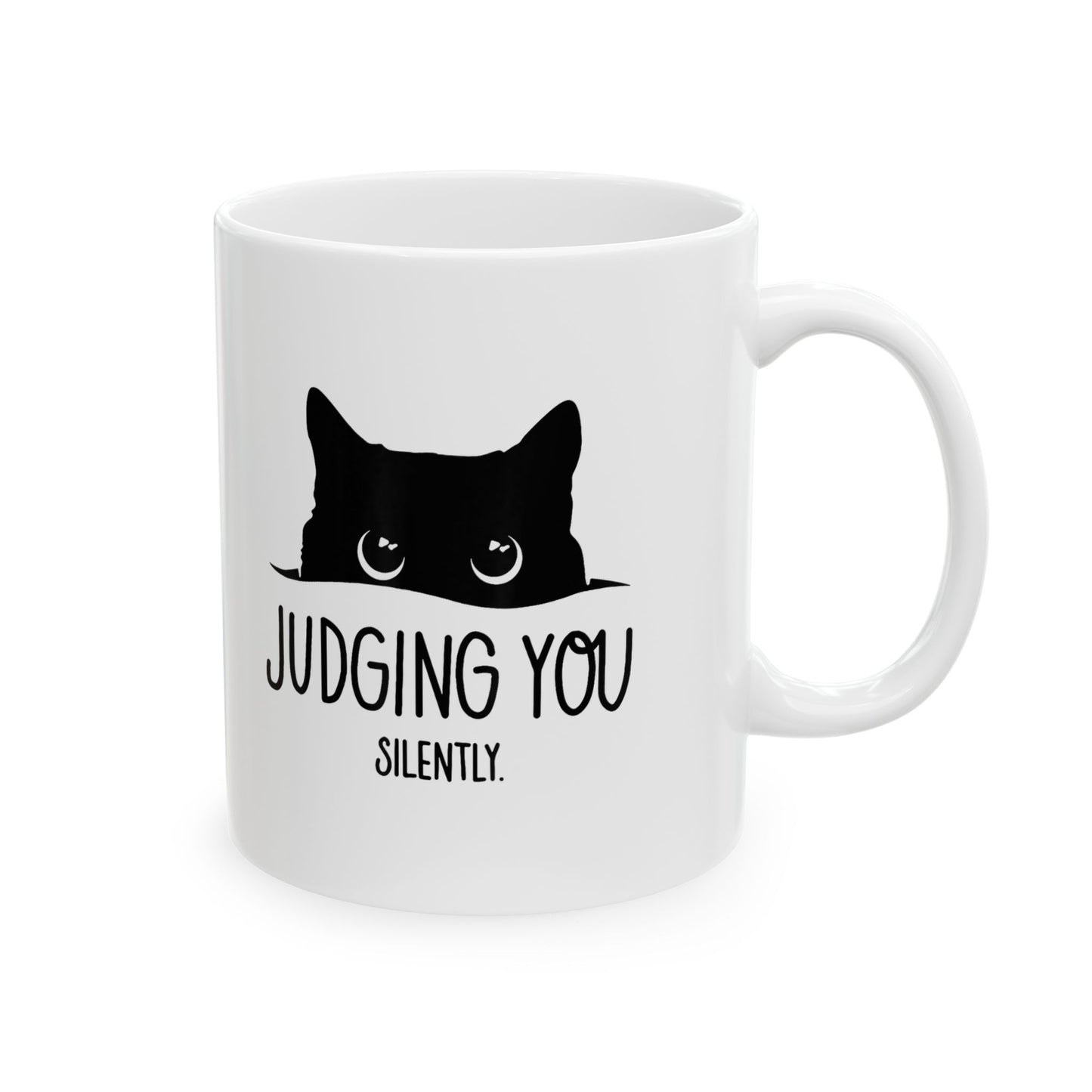 I’m Judging You' Black Cat Ceramic Mug
