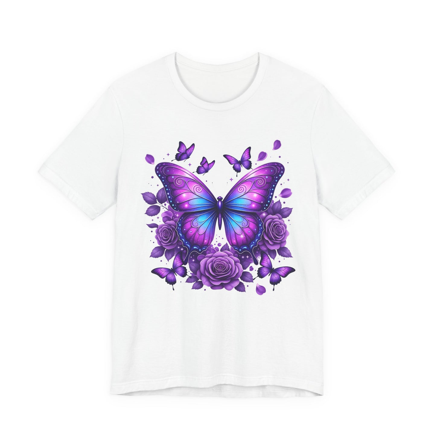 Butterfly Rose Floral Tee Purple Butterfly Graphic T-Shirt