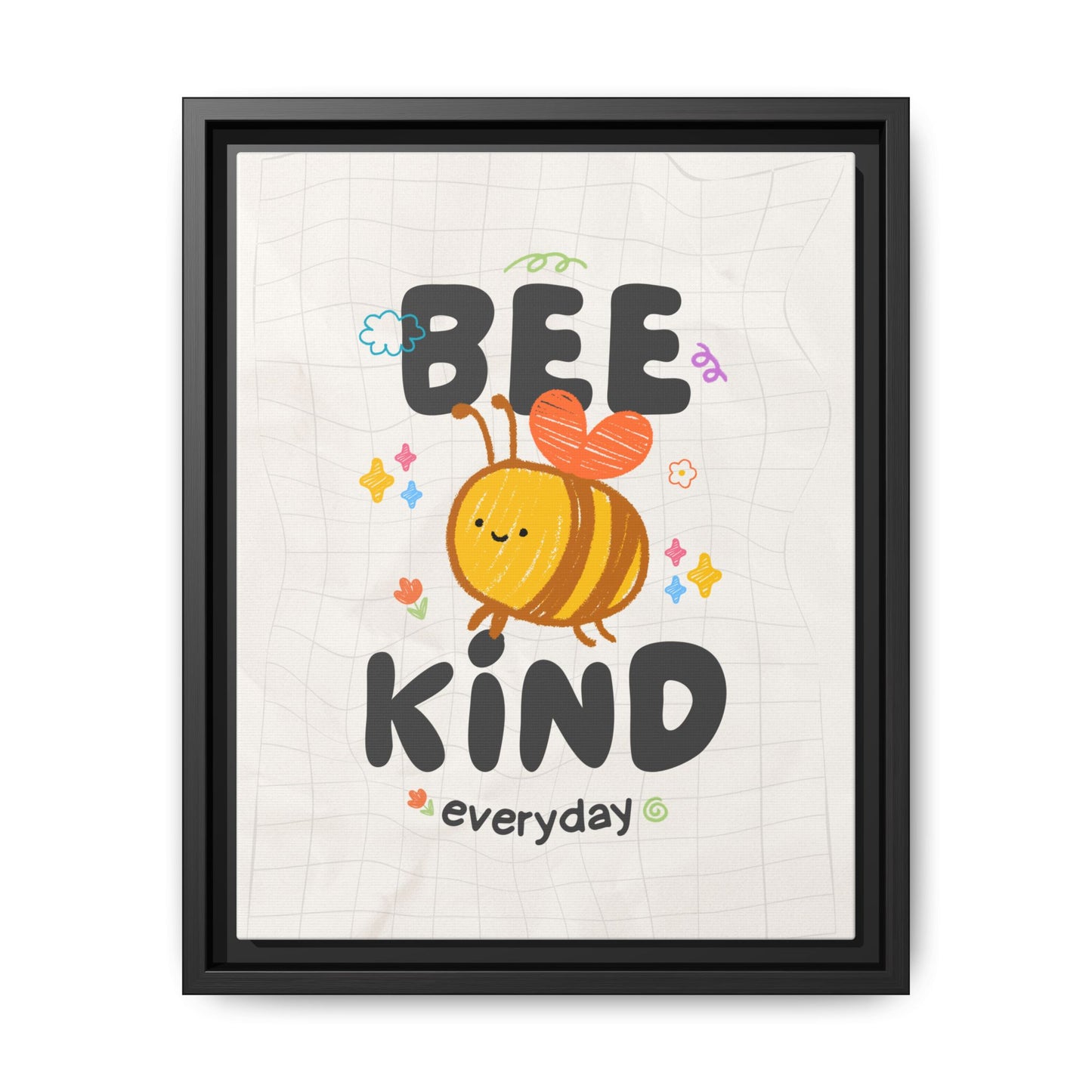 Bee Kind Framed Canvas Print Inspirational Kids Wall Art