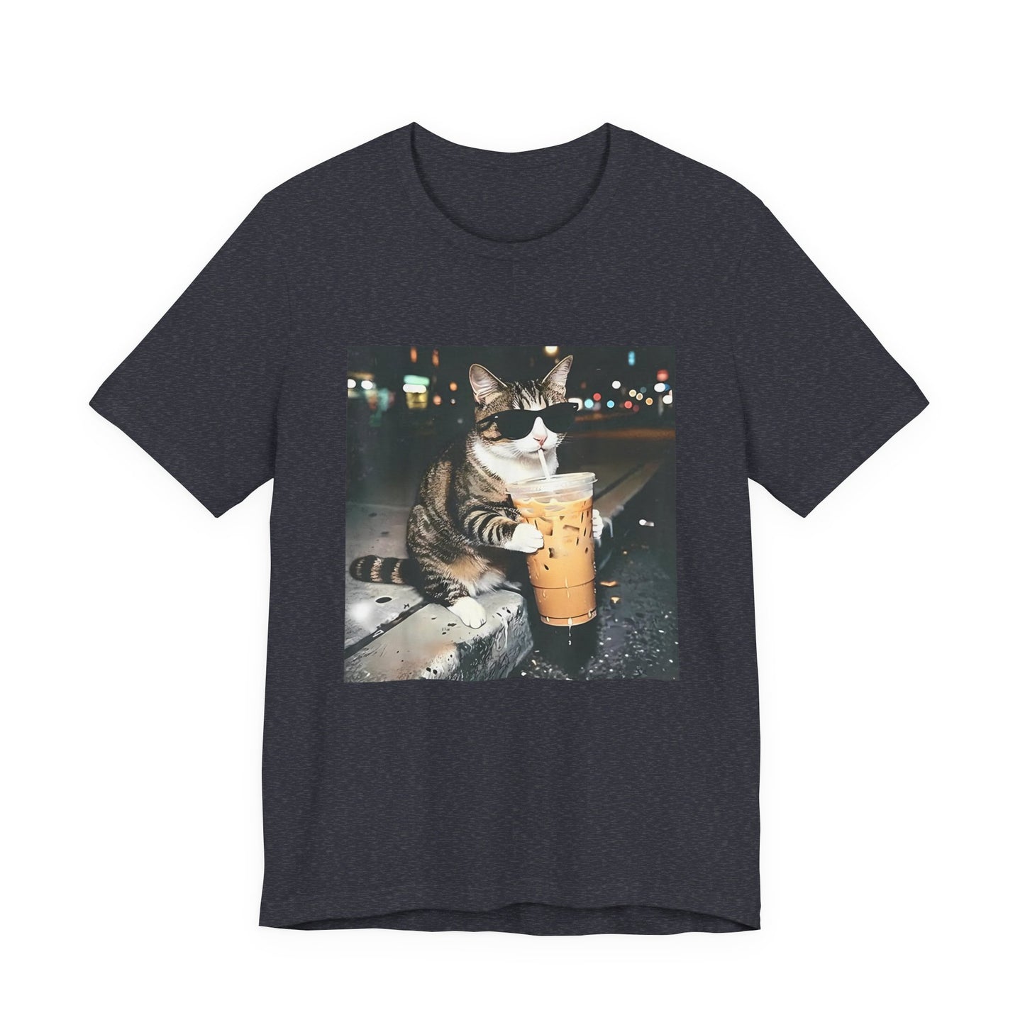 Cat with Iced Coffee T‑Shirt